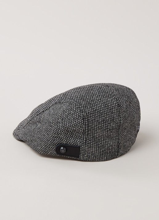 Ted Baker Hemsley flat cap in wolblend  - detail donkergrijs