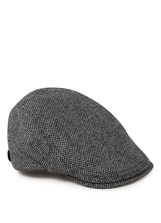 Ted Baker Hemsley flat cap in wolblend  - voorkant 2 donkergrijs