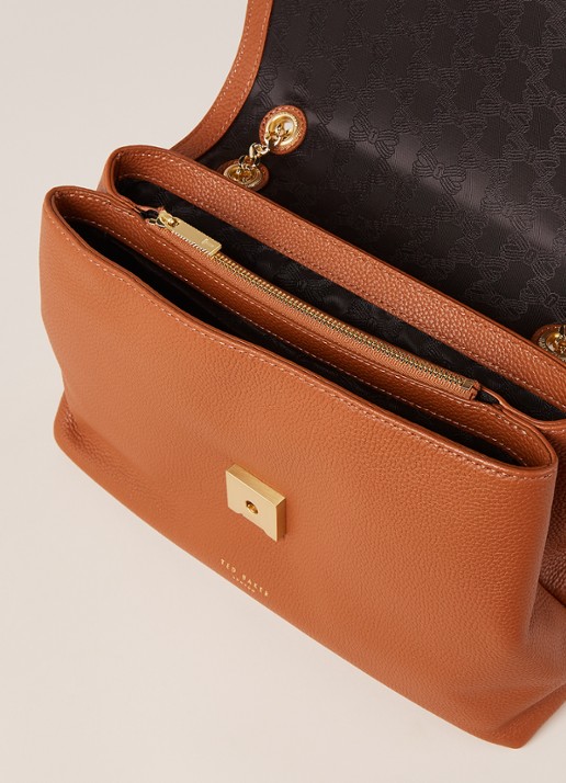 Ted Baker Hermiaa schoudertas van leer en suède - detail 2 cognac