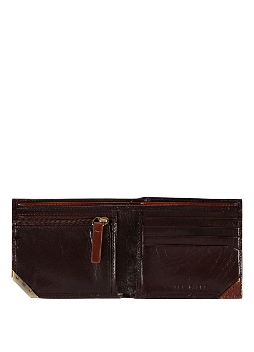 Ted Baker Korning portemonnee van leer met logo - detail 2 donkerbruin