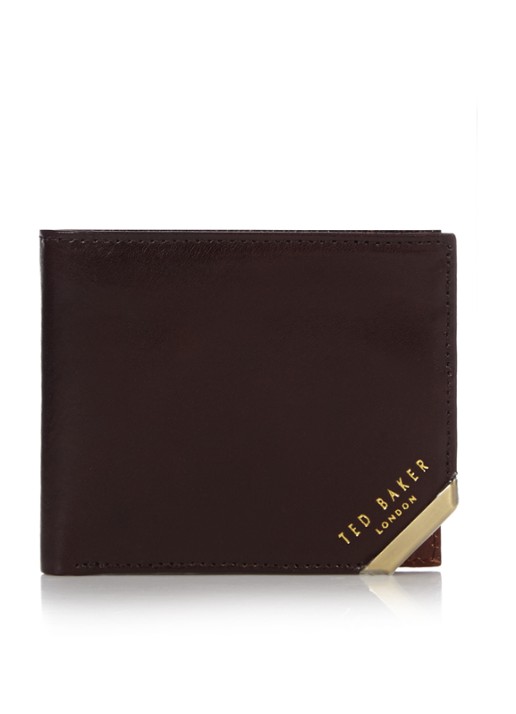 Ted Baker Korning portemonnee van leer met logo - voorkant donkerbruin