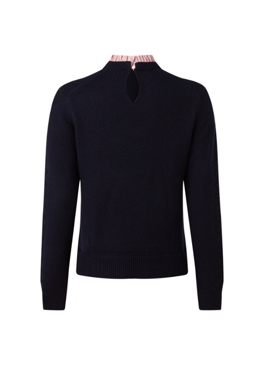 Ted Baker Lissiah fijngebreide pullover van wol met blouse-inzet - achterkant zwart