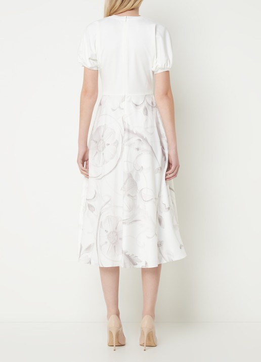 Ted Baker Magylee midi jurk met inzet van satijn en bloemenprint - achterkant 4 wit
