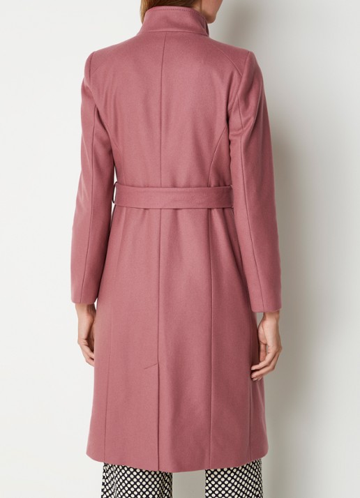 Ted Baker Rose mantel in kasjmierblend met strikceintuur - achterkant oudroze