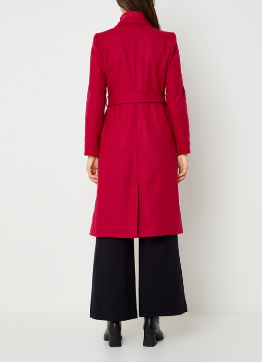 Ted Baker Rose mantel in kasjmierblend met strikceintuur - achterkant 3 donkerroze