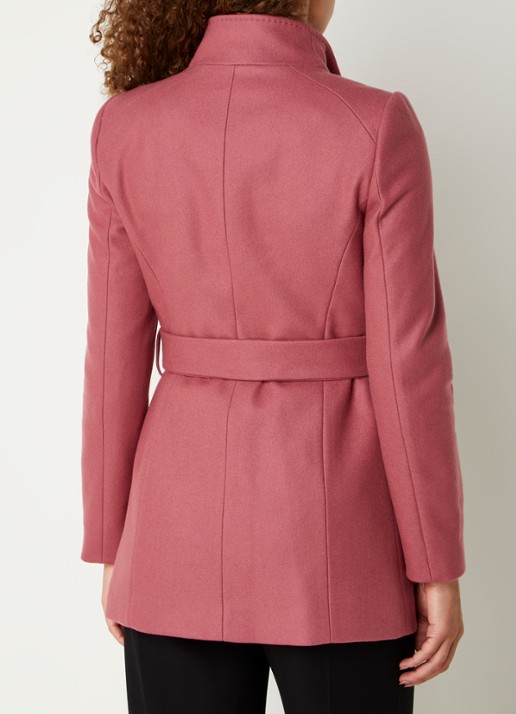 Ted Baker Rosess mantel in kasjmierblend met strikceintuur - achterkant oudroze