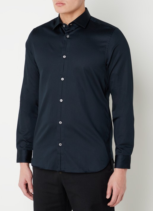 Ted Baker Slim fit overhemd met stretch - detail blauw