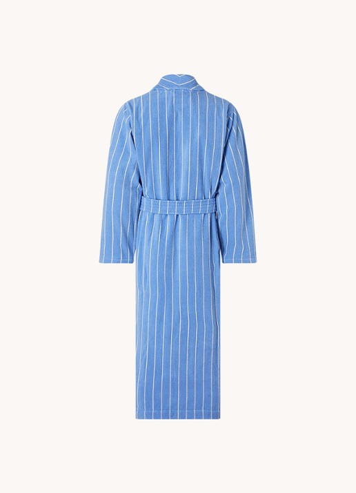 TEKLA Badjas van  katoen met streepprint - unisex - achterkant 3 blauw