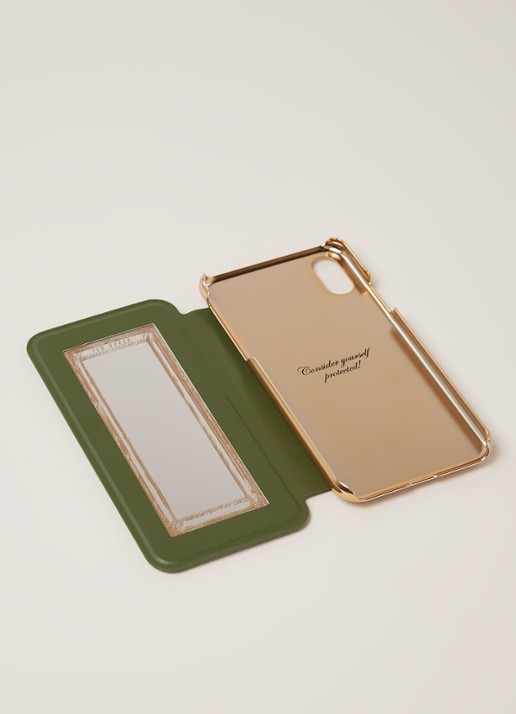 Telefoonhoes met spiegel voor iPhone X/XS  - detail 3 khaki