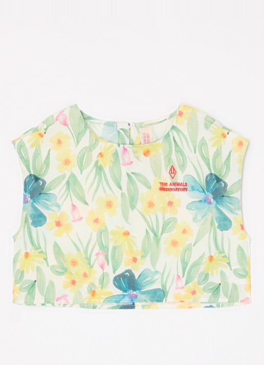 The Animals Observatory Baboon top met bloemenprint - voorkant groen