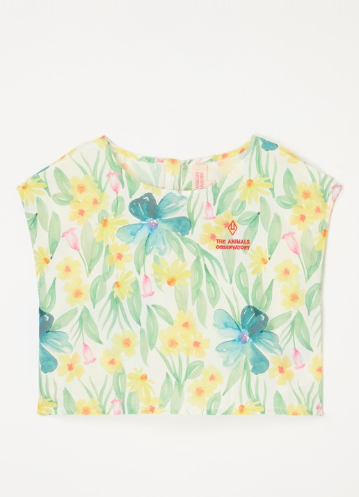 The Animals Observatory Baboon top met bloemenprint - voorkant 3 groen