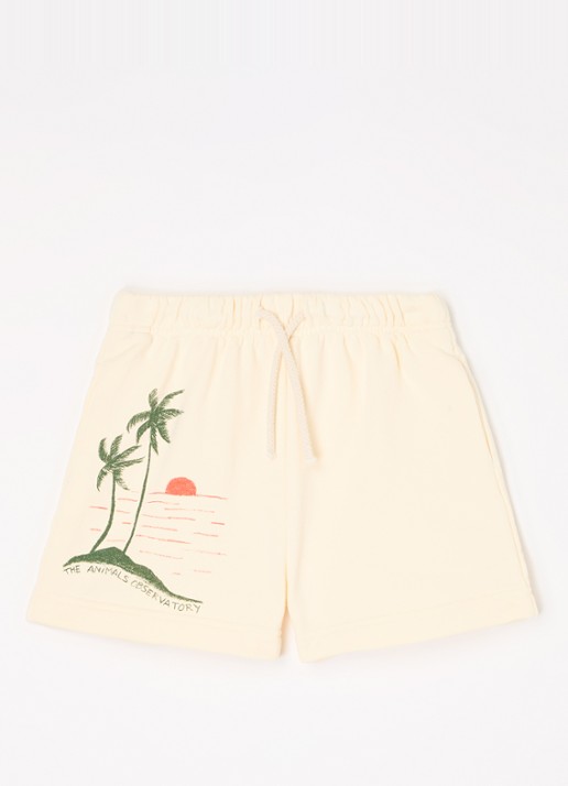 The Animals Observatory Hedgehog loose fit korte joggingbroek met steekzakken - voorkant vanillegeel
