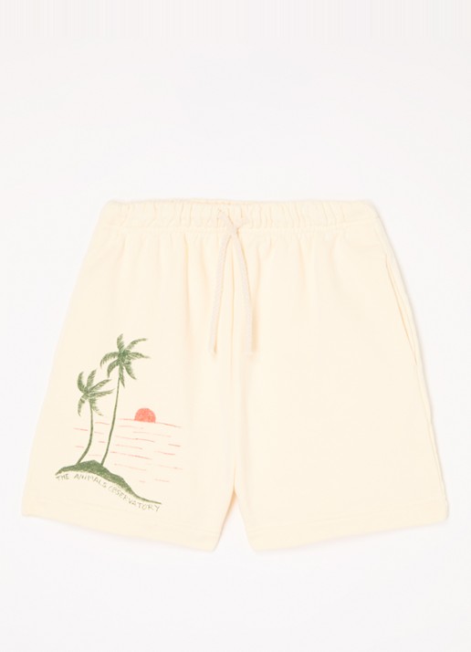 The Animals Observatory Hedgehog loose fit korte joggingbroek met steekzakken - voorkant 3 vanillegeel