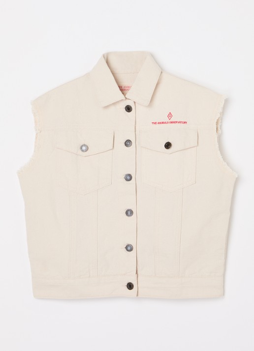 The Animals Observatory Hog gilet van denim - voorkant 3 beige