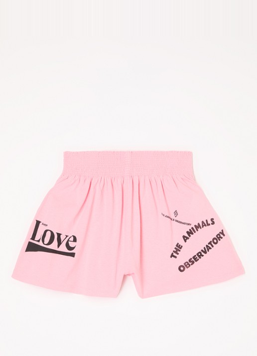 The Animals Observatory Ostrich loose fit korte broek met print - voorkant 3 roze