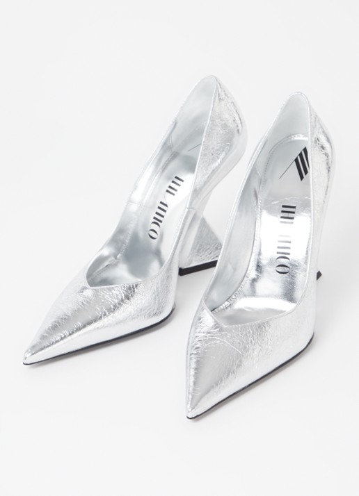 The Attico Cheope pump van leer met metallic finish - detail 3 zilver