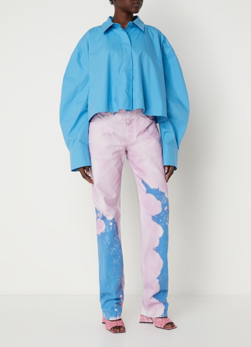 The Attico Jill cropped blouse - voorkant 3 blauw