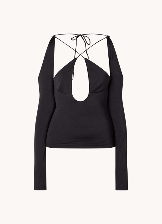 The Attico Zane top met cut-out details - voorkant 2 zwart