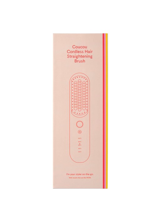 The Coucou Club Coucou Cordless Hair Straightening Brush - snoerloze elektrische haarborstel - detail 3 lichtroze