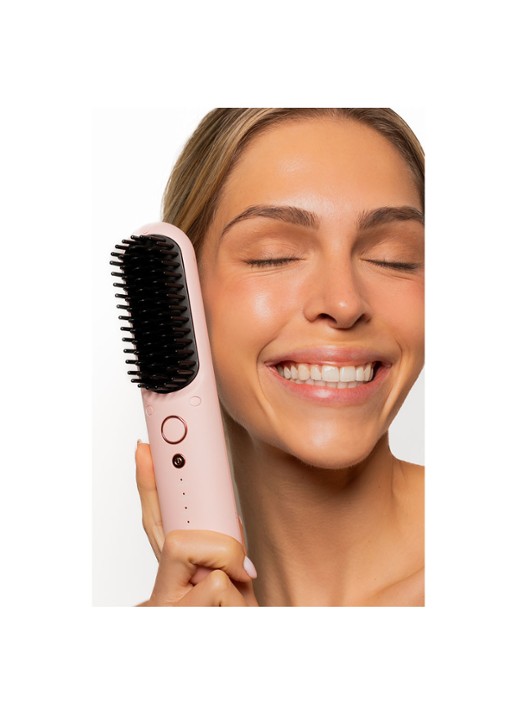 The Coucou Club Coucou Cordless Hair Straightening Brush - snoerloze elektrische haarborstel - detail 5 lichtroze