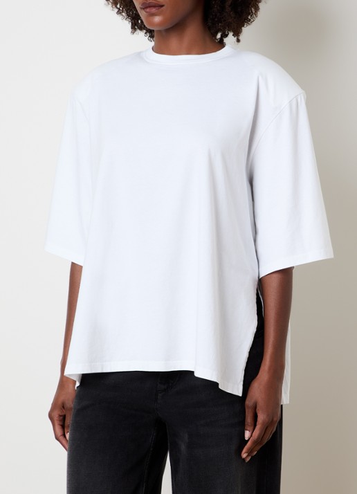 The Frankie Shop Anira T-shirt met schoudervulling - detail wit