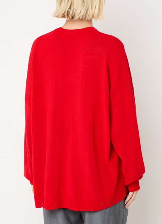 The Frankie Shop Basel oversized fijngebreide trui met ronde hals - achterkant rood