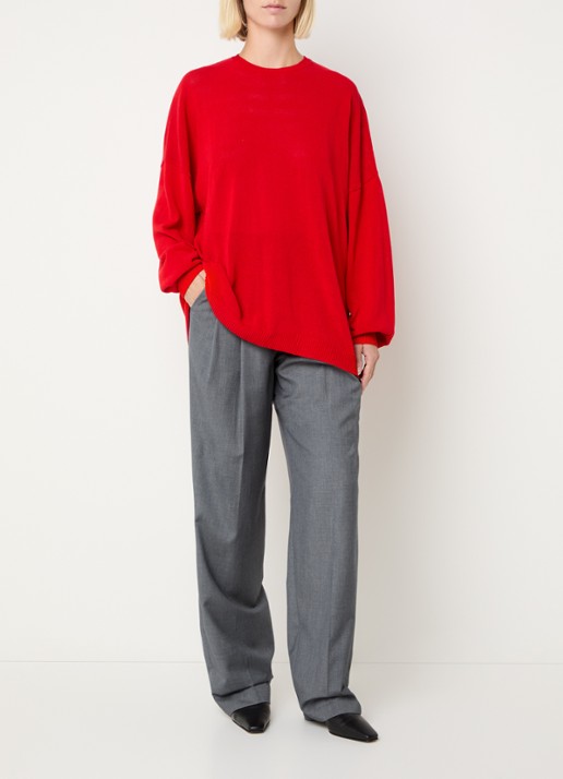 The Frankie Shop Basel oversized fijngebreide trui met ronde hals - voorkant 3 rood