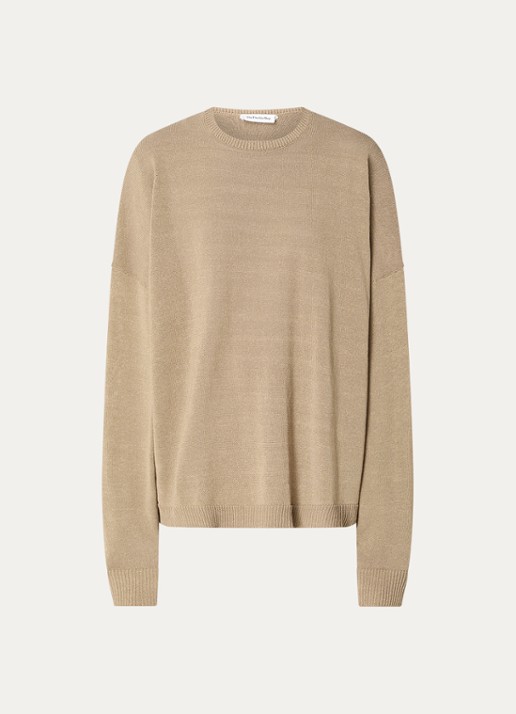 The Frankie Shop Basel oversized grofgebreide trui met ronde hals - voorkant 3 beige