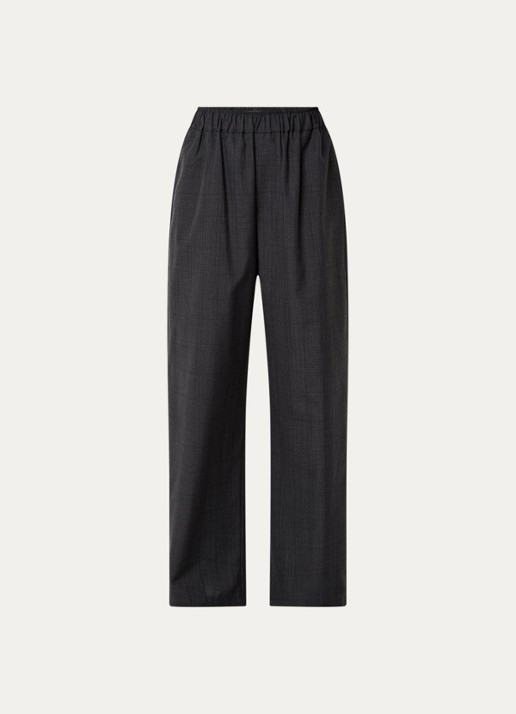 The Frankie Shop Baxter high waist wide fit pantalon in wolblend met ruitdessin - voorkant 3 antraciet