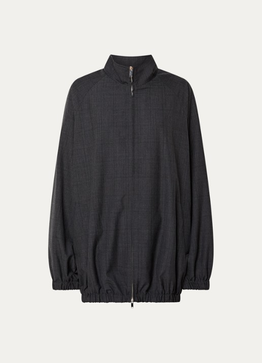 The Frankie Shop Baxter oversized jack in wolblend met ruitdessin - voorkant 2 antraciet