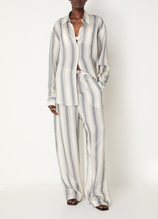 The Frankie Shop Baxter semi-transparante broek met streepprint - voorkant 4 grijs