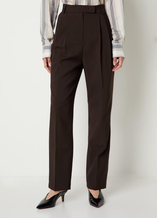 The Frankie Shop Bea high waist straigh fit pantalon met steekzakken