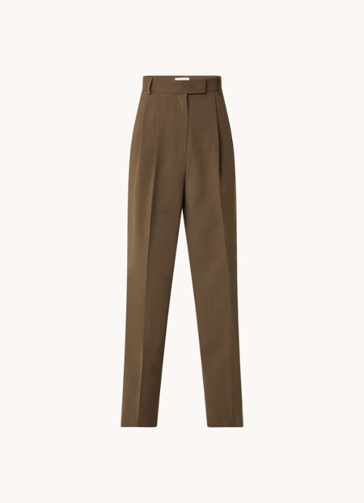 The Frankie Shop Bea high waist straight leg pantalon met steekzakken - voorkant 3 bruin