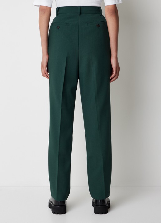 The Frankie Shop Bea high waist straight leg pantalon met steekzakken - achterkant 4 donkergroen