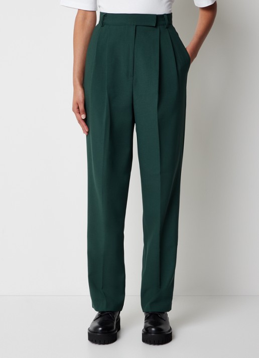 The Frankie Shop Bea high waist straight leg pantalon met steekzakken - detail 3 donkergroen