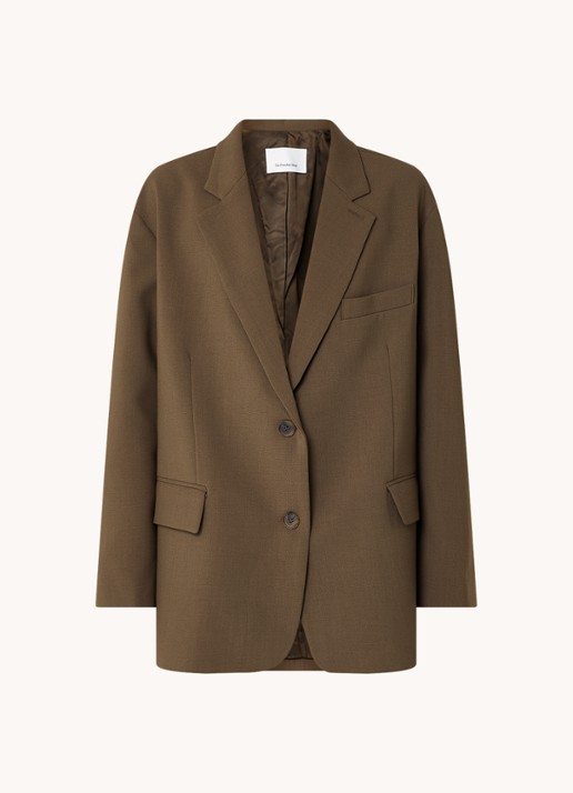 The Frankie Shop Bea oversized blazer met klepzakken - voorkant 2 bruin