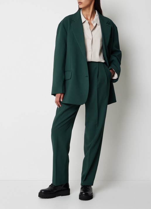The Frankie Shop Bea oversized blazer met klepzakken - voorkant 2 donkergroen