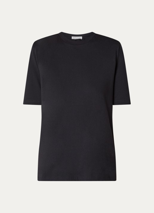 The Frankie Shop Carrington T-shirt met schoudervulling - voorkant zwart