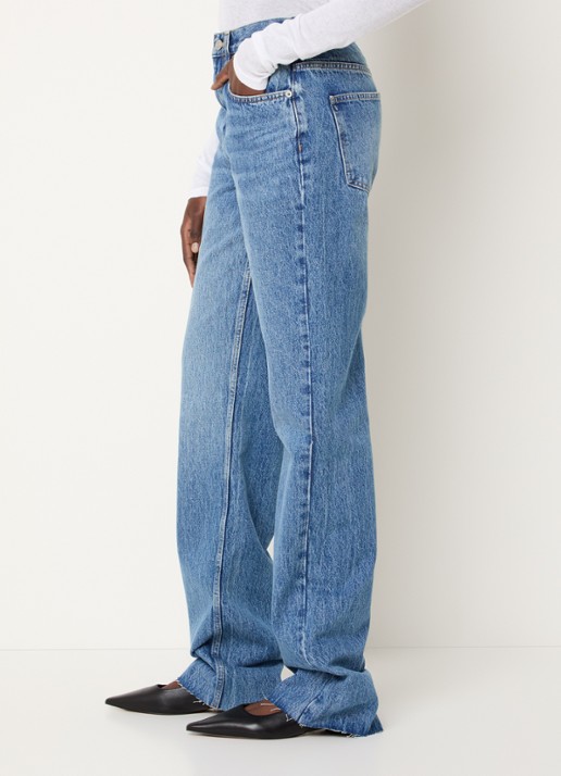 The Frankie Shop Dalston high waist loose fit jeans met lichte wassing - detail 4 indigo