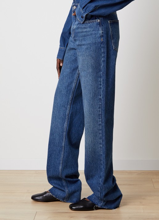 The Frankie Shop Dalston high waist straight leg jeans met medium wassing - detail 5 indigo