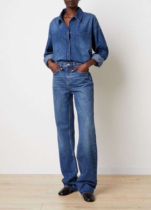The Frankie Shop Dalston high waist straight leg jeans met medium wassing - voorkant 3 indigo