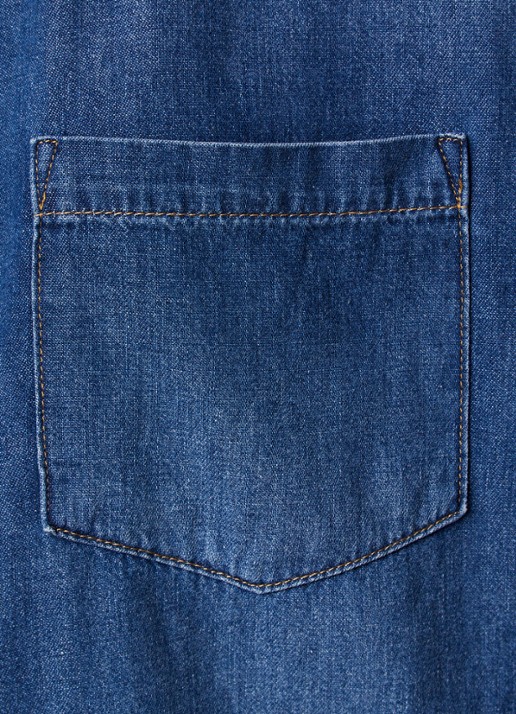 The Frankie Shop Deira blouse van chambray met borstzakken - detail 5 indigo