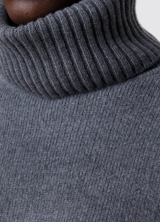 The Frankie Shop Elly fijngebreide coltrui in kasjmierblend - detail 3 grijs