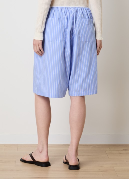 The Frankie Shop Elyn high waist loose fit korte broek met streepprint - achterkant 5 blauw