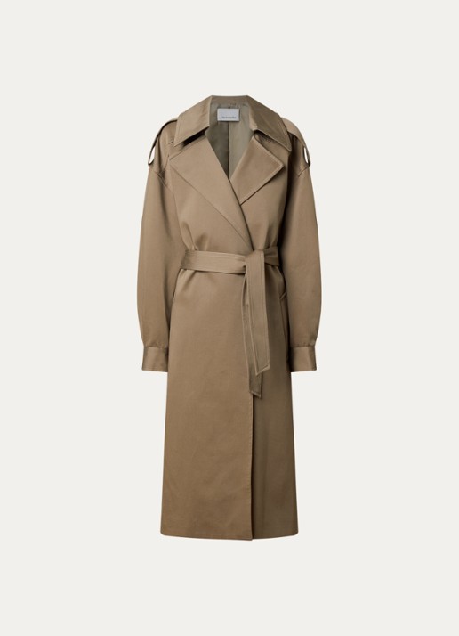 The Frankie Shop Esben trenchcoat met strikceintuur - voorkant 5 zand