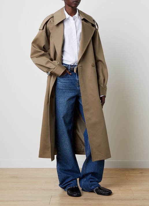 The Frankie Shop Esben trenchcoat met strikceintuur - voorkant 6 zand
