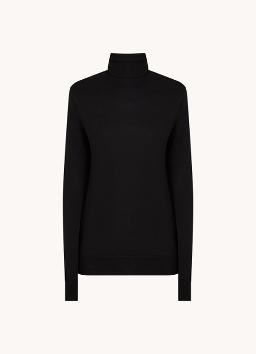 The Frankie Shop Eve fijngebreide coltrui van merino wol - voorkant 2 zwart
