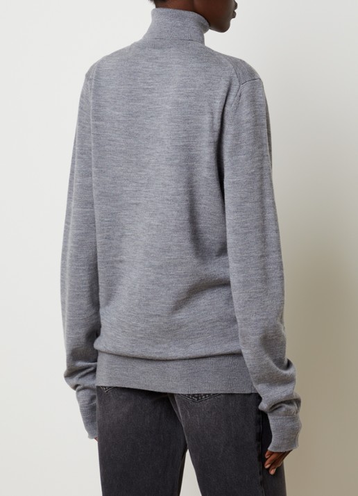 The Frankie Shop Eve fijngebreide pullover van merino wol met col - achterkant 5 grijs