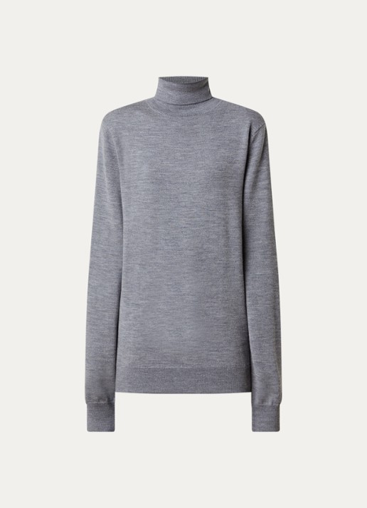 The Frankie Shop Eve fijngebreide pullover van merino wol met col - voorkant 3 grijs