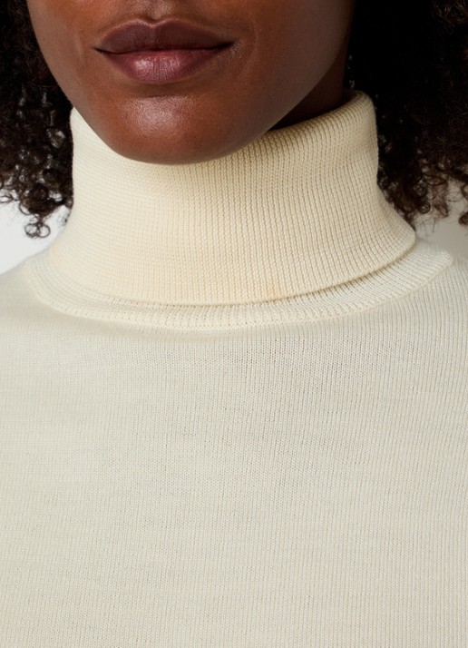 The Frankie Shop Eve Thin fijngebreide coltrui van merino wol - detail 4 lichtgeel